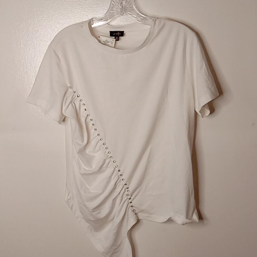Elegant White Ruched Short Sleeve Top